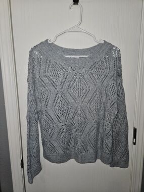 Light Blue Open-Knit Women's Sweater